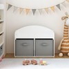 KWPZQEB Kids Toy Box/Bench with 2 Collapsible Fabric Drawers, Wooden Toy Storage Cabinet Organizer, White - 2 of 4