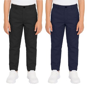 Galaxy Approved School Uniform Boy's Super Stretch Cotton Cargo Pants-2 Pack - 1 of 4