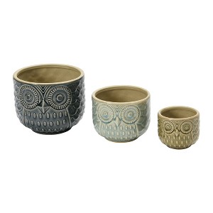 Storied Home Decorative Stoneware Owl Containers, Multicolor, Set of 3 - 1 of 4