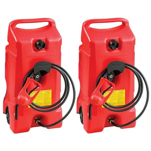 Scepter Flo N Go Duramax 14 Gallon Portable On-wheels Gas Fuel Tank  Containers With Le Fluid Transfer Siphon Pump And 10-foot Long Hose (2 Pack)  : Target