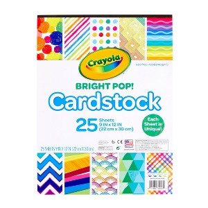 Crayola 25 Page Bright Pop! Cardstock with Assorted Patterns: Multicolor Craft Paper, 9x12 Inches, Uncoated, 25 Sheets - 1 of 3