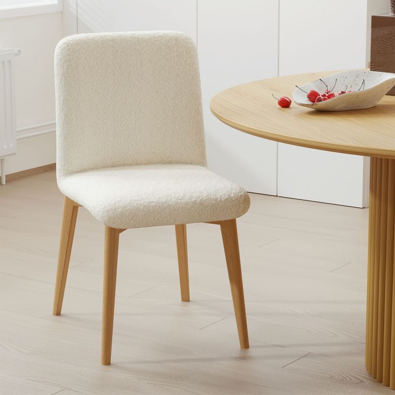 Neutypechic Wooden Dining Chair Side Chair White Upholstered Dining Chairs Set of 2, 2 of 8