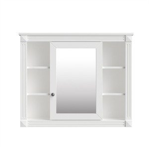 Dronkon Wall Mounted Bathroom Mirror Cabinet with 6 Open Shelves, Modern Medicine Storage Cabinet with Mirror - 1 of 4