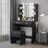 Vanity Desk with Mirror, Small Makeup Vanity Table Set with Storage Drawers & Stool, Dressing Table with Hair Dryer Holder for Women Girls Bedroom - 2 of 4