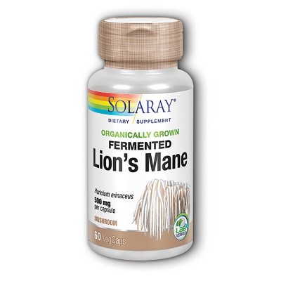 Solaray Herbal Supplements Organically Grown Fermented Lion's Mane Mushroom 500 mg Veggie Capsule 60ct