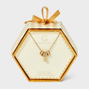 14K Gold Dipped Cubic Zirconia Rondelle Initial Necklace - A New Day™ Gold - 1 of 4