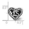 Black Bow Jewelry Sterling Silver with White Crystals Quinceanera Heart Bead Charm - 3 of 4