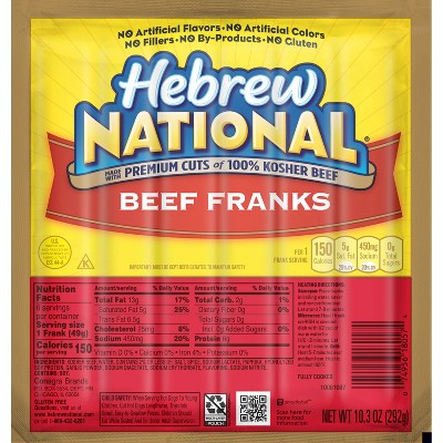 Hebrew National Beef Franks - 10.3oz/6ct