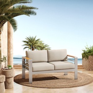 Outdoor Patio Aluminum Loveseat with Cushions,Modern Rust Resistant Loveseat Sofa,Outdoor Loveseat for Garden or Balcony-Cuddlewood - 1 of 4