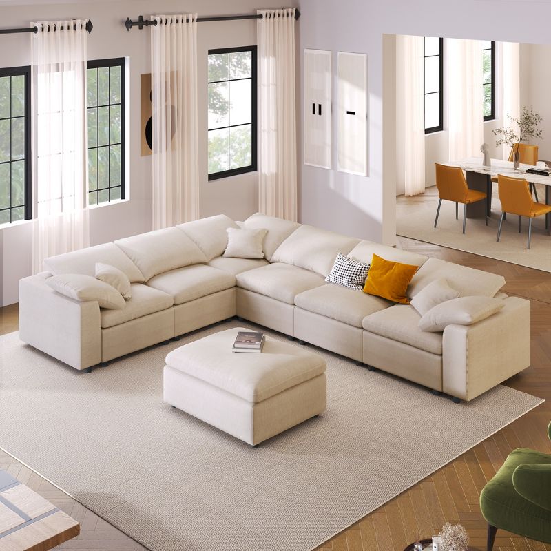 129.3" Oversized Modular L Shaped Sectional Sofa with Ottoman for Living Room and Spacious Space - ModernLuxe, 2 of 14