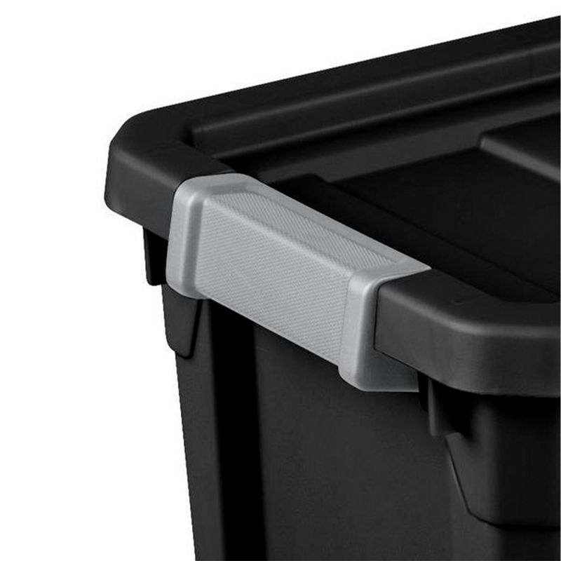 Sterilite 7.5 Gallon Stackable Rugged Industrial Storage Tote Containers with Gray Latching Clip Lids for Garage, Attic, or Worksite, Black, 4 of 7