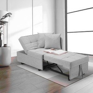 Erommy 3-in-1 Sleeper Sofa Chair Bed , 5-position Adjustable Backrest Pull Out Sofa Bed with Faux Linen Sofa Fabric - 1 of 4