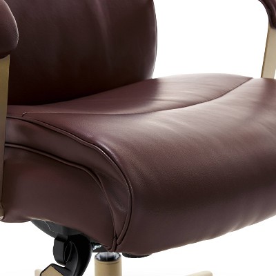 Brown Bonded Leather Ergonomic Executive Office Chair with Lumbar Support