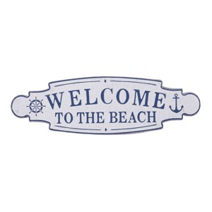 Metal Sign Welcome to the Beach Wall Decor Blue - Olivia & May: Nautical Iron Artwork, Coastal Home Accent - 1 of 4