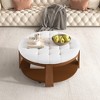 VYNXARIA Elegant 2-Tier Round Ottoman Coffee Table with Storage and Wheels - 2 of 4