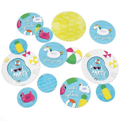 Big Dot of Happiness Make a Splash - Pool Party - Summer Swimming Party Giant Circle Confetti - Birthday Party Decorations - Large Confetti 27 Count