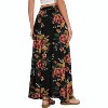Women's 2025 Maxi A-Line Skirt - Elastic High Waist Flowy Long Skirt with Pockets Brown Floral Black - 3 of 4