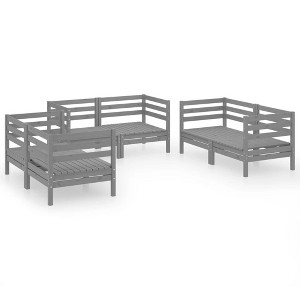 vidaXL Retro Style Solid Pinewood 6 Piece Patio Lounge Set in Gray - Comfortable Outdoor Furniture for Versatile Configuration & Easy Assembly - 1 of 4