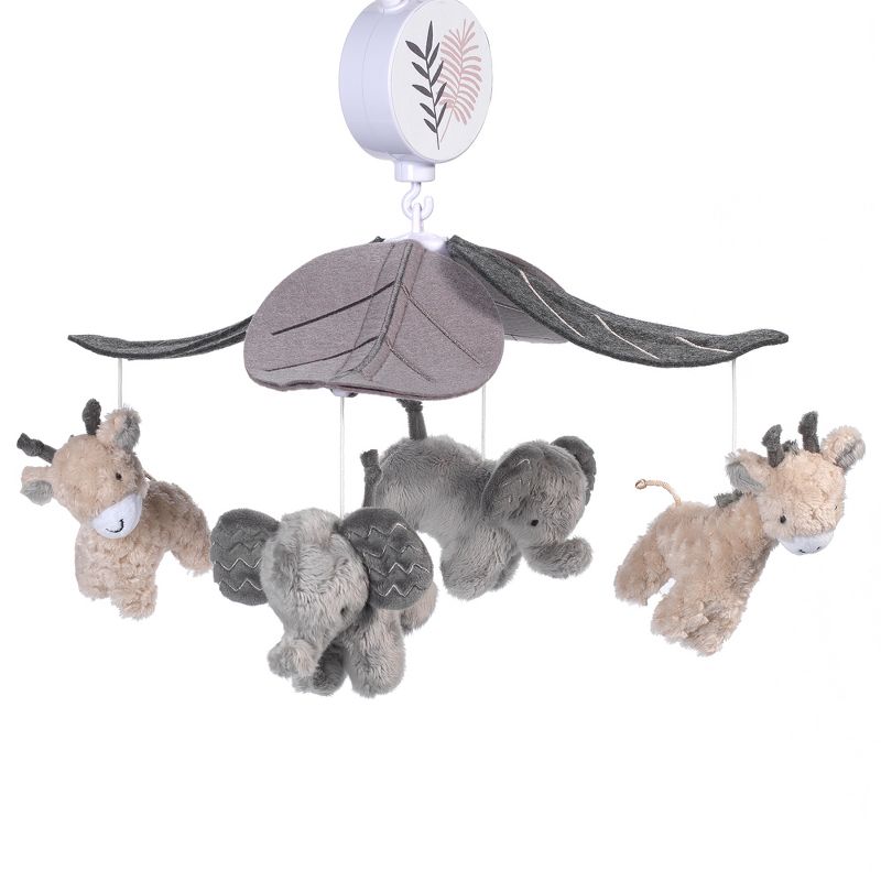 Lambs & Ivy Baby Jungle Animals Gray/Tan Musical Crib Mobile Soother Toy, 2 of 7