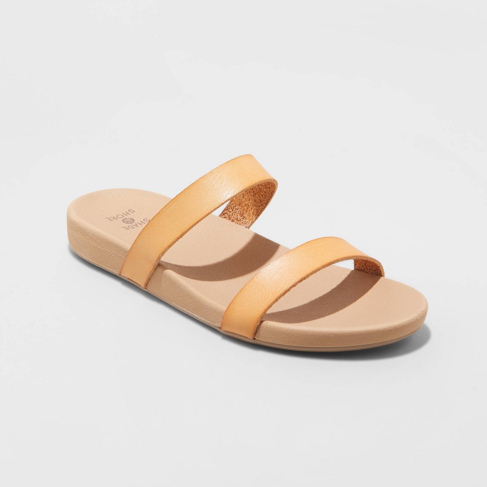 Size 9 Women's Dani Two Band Slide Sandals - Shade & Shore Cognac 9,