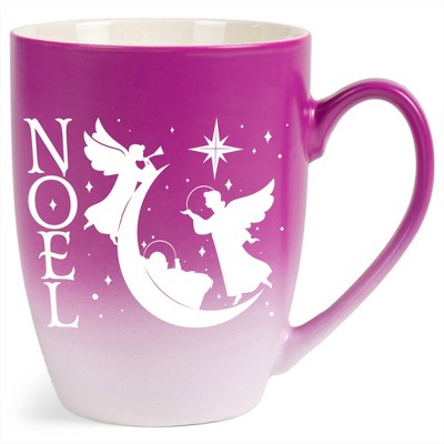 Elanze Designs Noel Two Toned Ombre Matte Pink and White 12 ounce Ceramic Stoneware Coffee Cup Mug