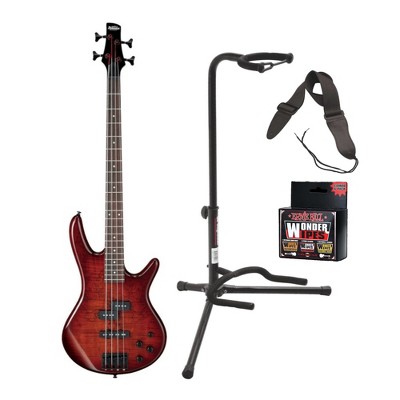Ibanez GSR200SM Electric Bass Guitar with Guitar Stand, Strap and Cleaning Wipes