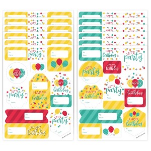 Big Dot of Happiness Colorful Happy Birthday - Assorted Birthday Party Gift Tag Labels - To and From Stickers - 12 Sheets - 120 Stickers - 1 of 4