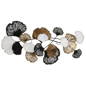 LuxenHome White, Black, and Gold Metal Ginkgo Leaves Modern Wall Decor Multicolored - 1 of 4
