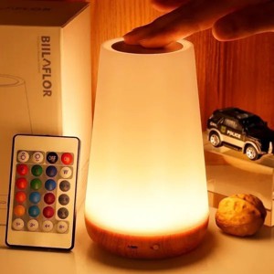Racxily Dimmable Touch Lamp for Bedroom, Portable Table Bedside Desk Lamps, 5 Brightness and 13 RGB Colors - 1 of 4