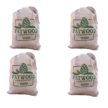 Betterwood Fatwood 10lb Firestarter Burlap Bag (4 Pack) for Campfire, BBQ, or Pellet Stove; Non-Toxic and Water Resistant; Safe and Easy Set- Up