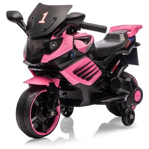 6V Kids Ride On Motorcycle w/Training Wheels, Electric Bike Toy w/Headlight, Horn & Music, Gift for Ages 3-6 - 1 of 4