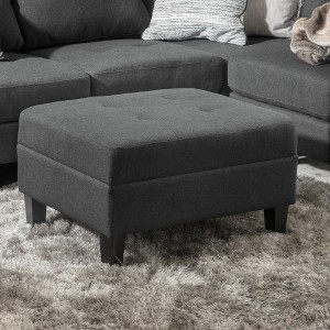 Lyngins Classic Fabric Ottoman with Birch Wood Legs, Foam-Padded Foot Stool, Ottoman Bench, Extra Seating for Living Room & Bedroom - 1 of 4