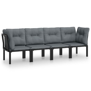 vidaXL Patio Furniture Set Outdoor Loveseat Sofa Black and Gray Poly Rattan - 1 of 4