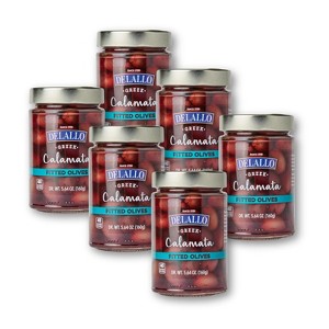 DeLallo Pitted Greek Calamata Olives, 5.64 oz Jar, Naturally Cured and Brined, Perfect for Snacking and Platters (6-Pack) - 1 of 4