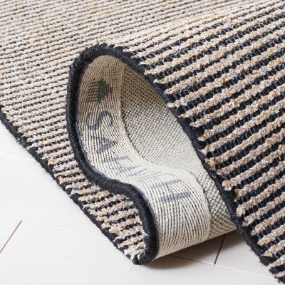 Natural and Black Flat Woven Cotton Area Rug, 5' x 8'