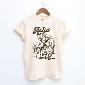 Simply Sage Market Women's Actin' Up Horse Short Sleeve Garment Dyed Tee - 1 of 2
