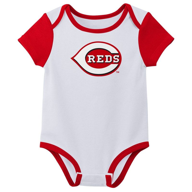 MLB Cincinnati Reds Infant Boys&#39; 3pk Bodysuit, 2 of 5