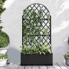 Lirago 6 ft. H x 3 ft. W Metal Planter Box privacy screen Garden Bed with Trellis and Wheels - Black - 2 of 4