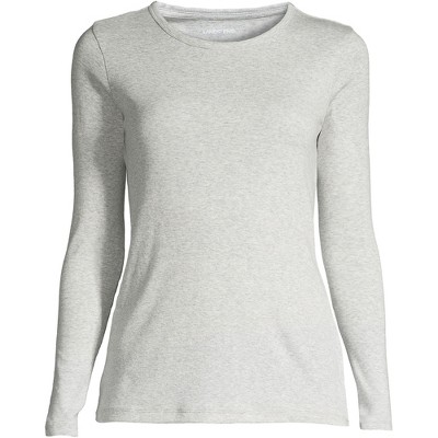 Lands' End Women's Plus Size Cotton Rib T-shirt - 1x - Classic Gray Heather