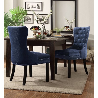 Blue tufted dining online room chairs