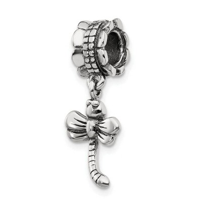 Black Bow Jewelry Antiqued Sterling Silver Dragonfly Dangle Bead Charm