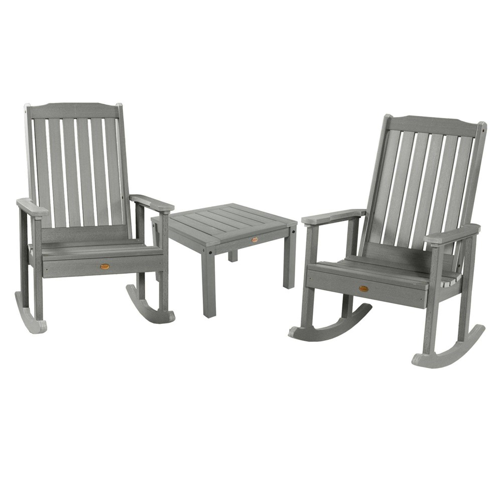 Photos - Garden Furniture Lehigh 2pk Rocking Chairs with 1 Adirondack Side Table Coastal Teak Gray