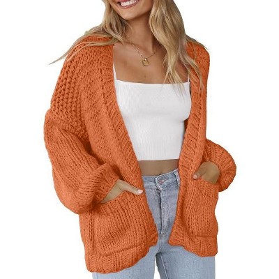 Womens Sweater Cardigan Open Front Pocket Cardigan Knit Sweater Tops
