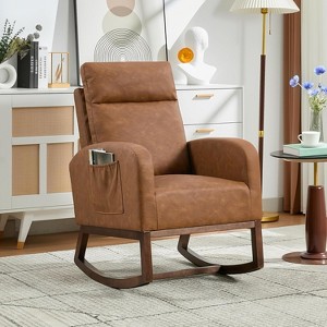 Rocking Nursery Chair Glider Rocking Chair with High Backrest Armchair - 1 of 4