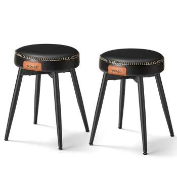 VASAGLE EKHO Collection - Dining Chairs Stools Set of 2, Upholstered Kitchen Stools, Vanity Stools, Synthetic Leather with Stitching, Ink Black