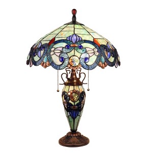 Chloe Lighting Demetra Aurora Tiffany-Style 3 Light Victorian Double Lit Table Lamp 18" Shade - 1 of 4