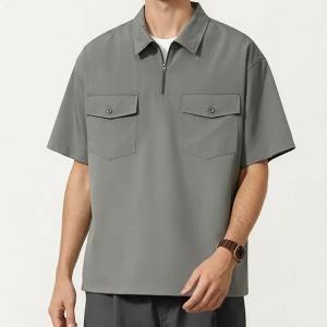 Anna-Kaci Men's Short Sleeve Half Zip Utility Shirt with Chest
