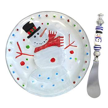 6.0 Inch Snowman Hostess Set Pate Spreader Appitizer Plate Dip Bowl And Platters