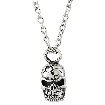 Men's Stainless Steel and Cubic Zirconia Skull Pendant