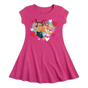 Girls' - Paw Patrol - Chase Sky Hearts Fit & Flair Cap Sleeve Dress - 1 of 3